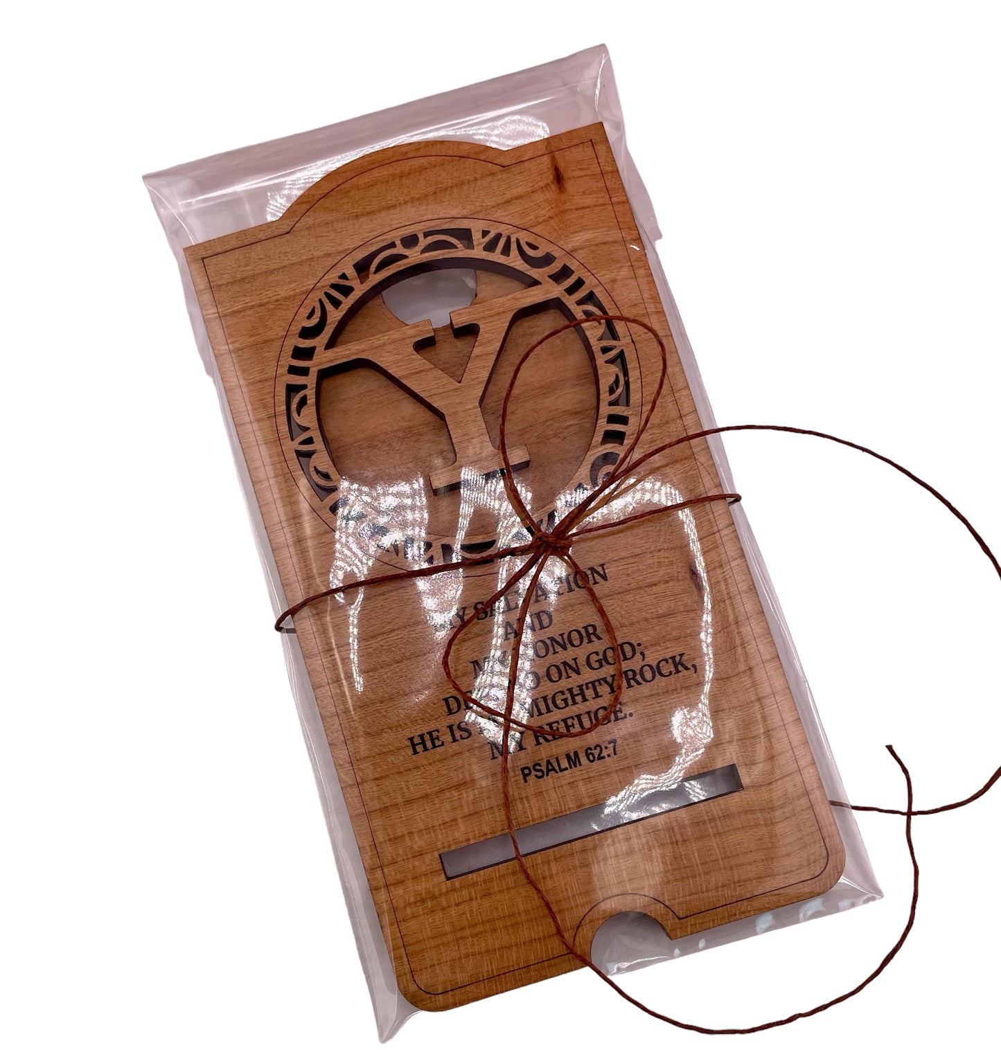 Personalized Monogram Cherry Wood Cell Phone Stands