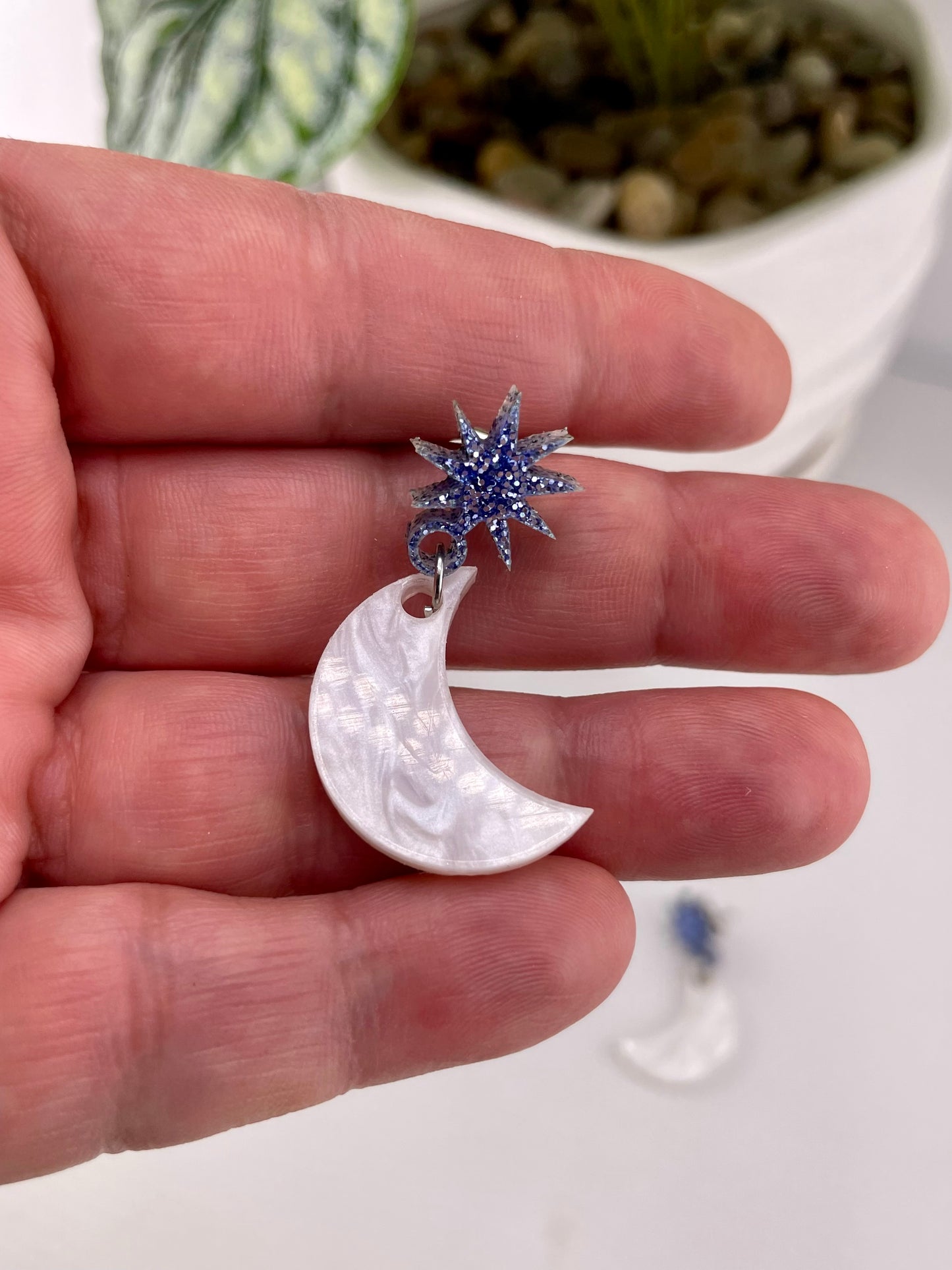 Celestial Moon & Star Drop Earrings