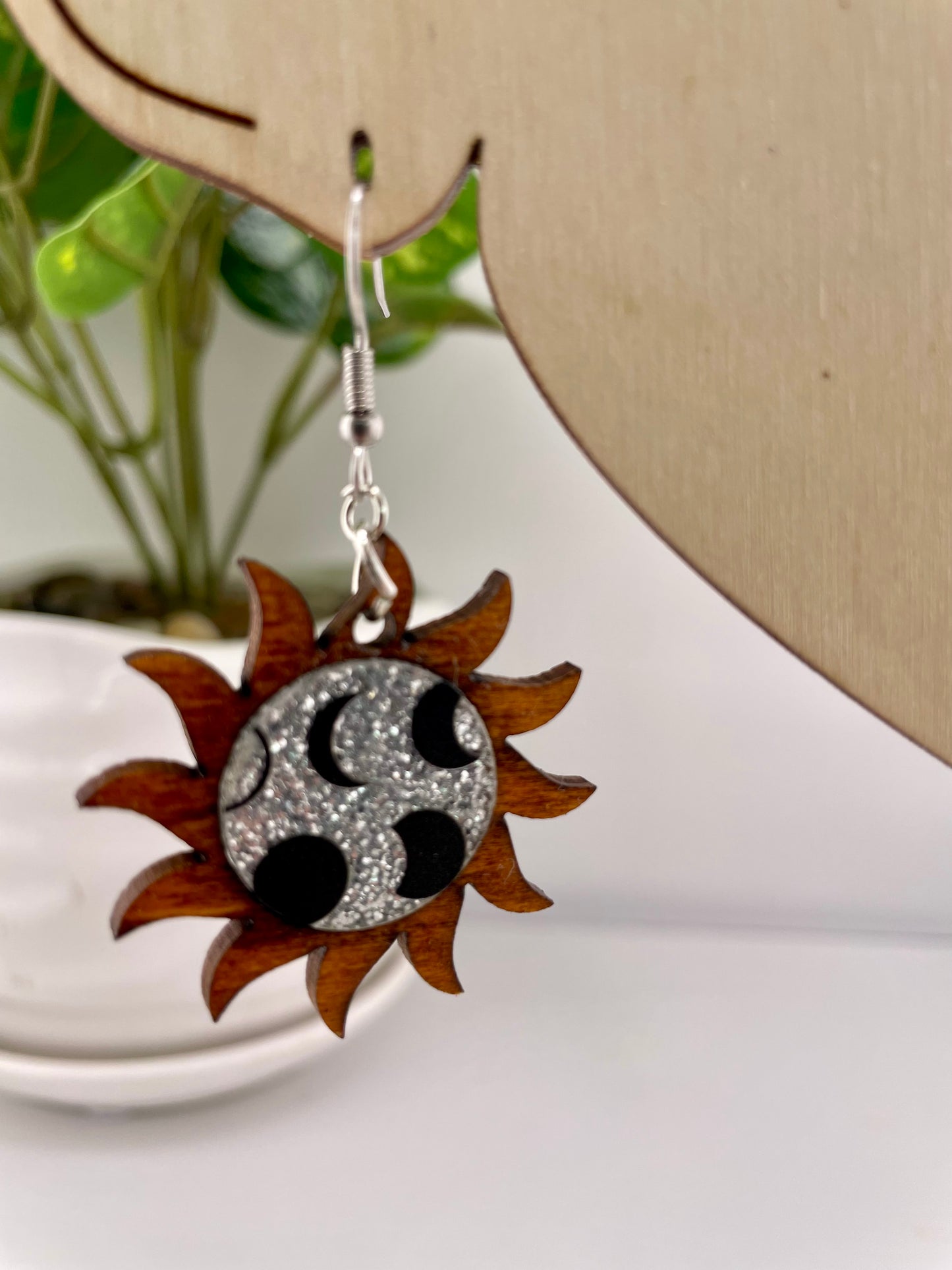 Sun & Moon Phases Inlay Earrings