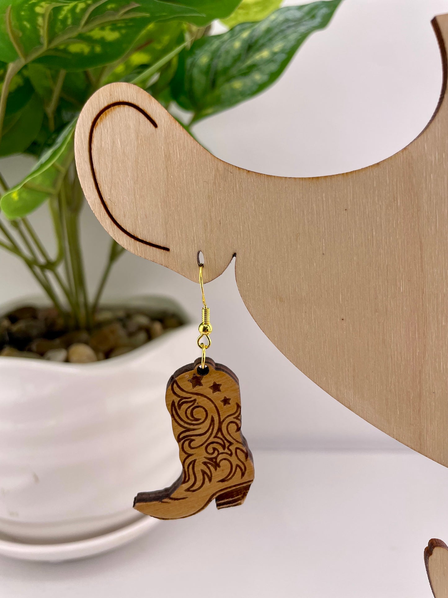 Western Cowboy Boot Dangle Earrings