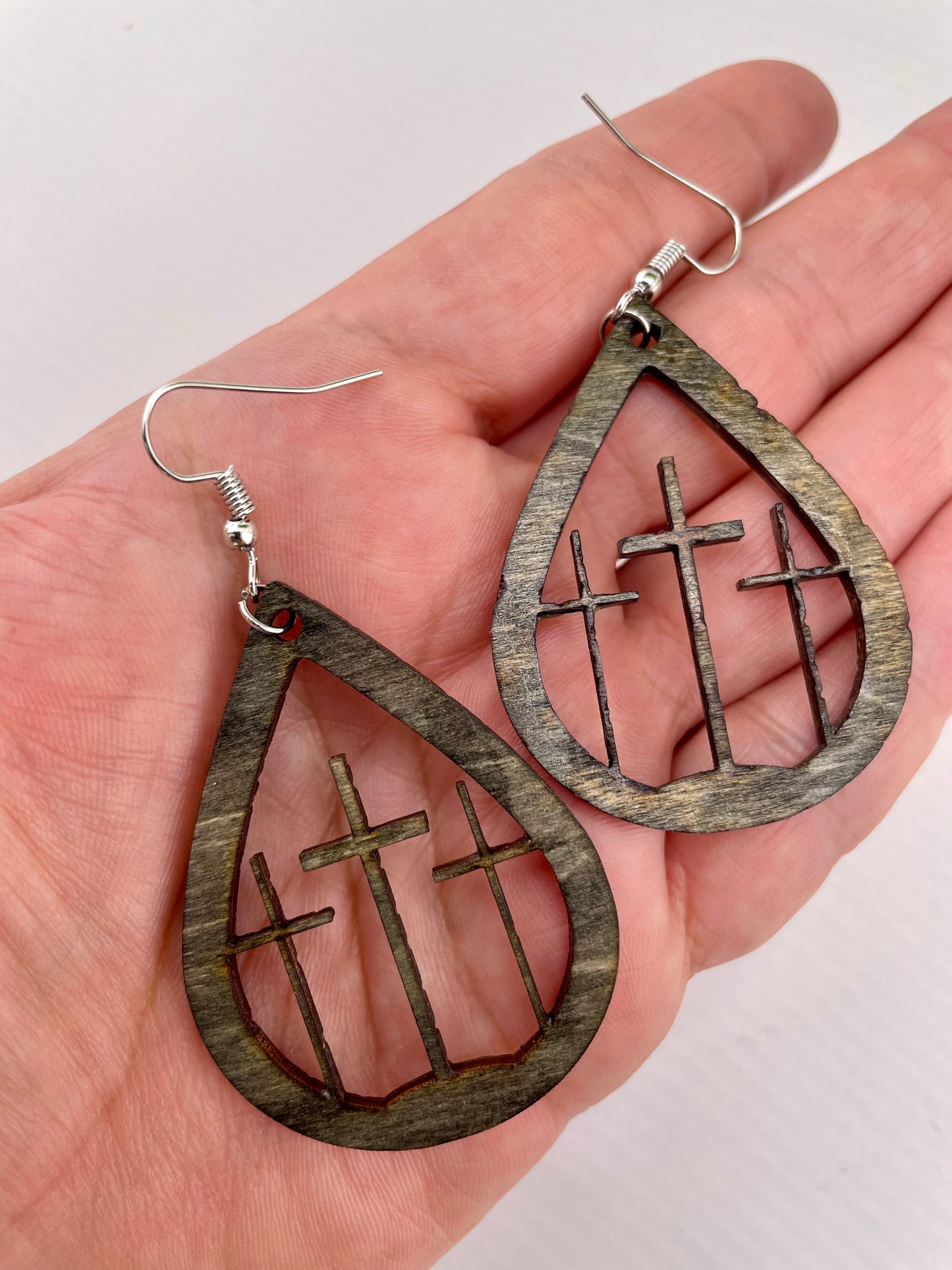 3 Holy Crosses on Calvary Earrings