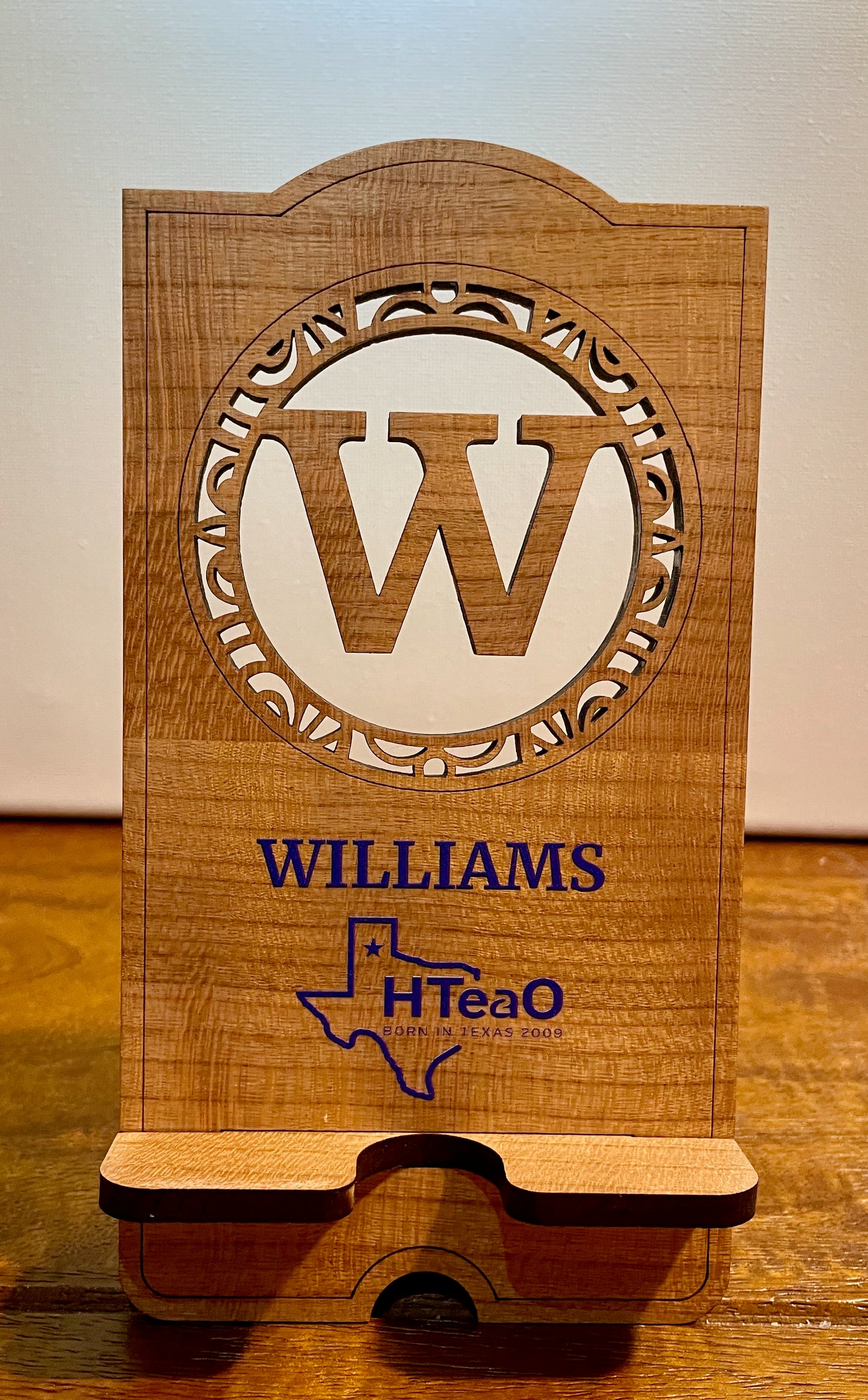 Personalized Monogram Cherry Wood Cell Phone Stands