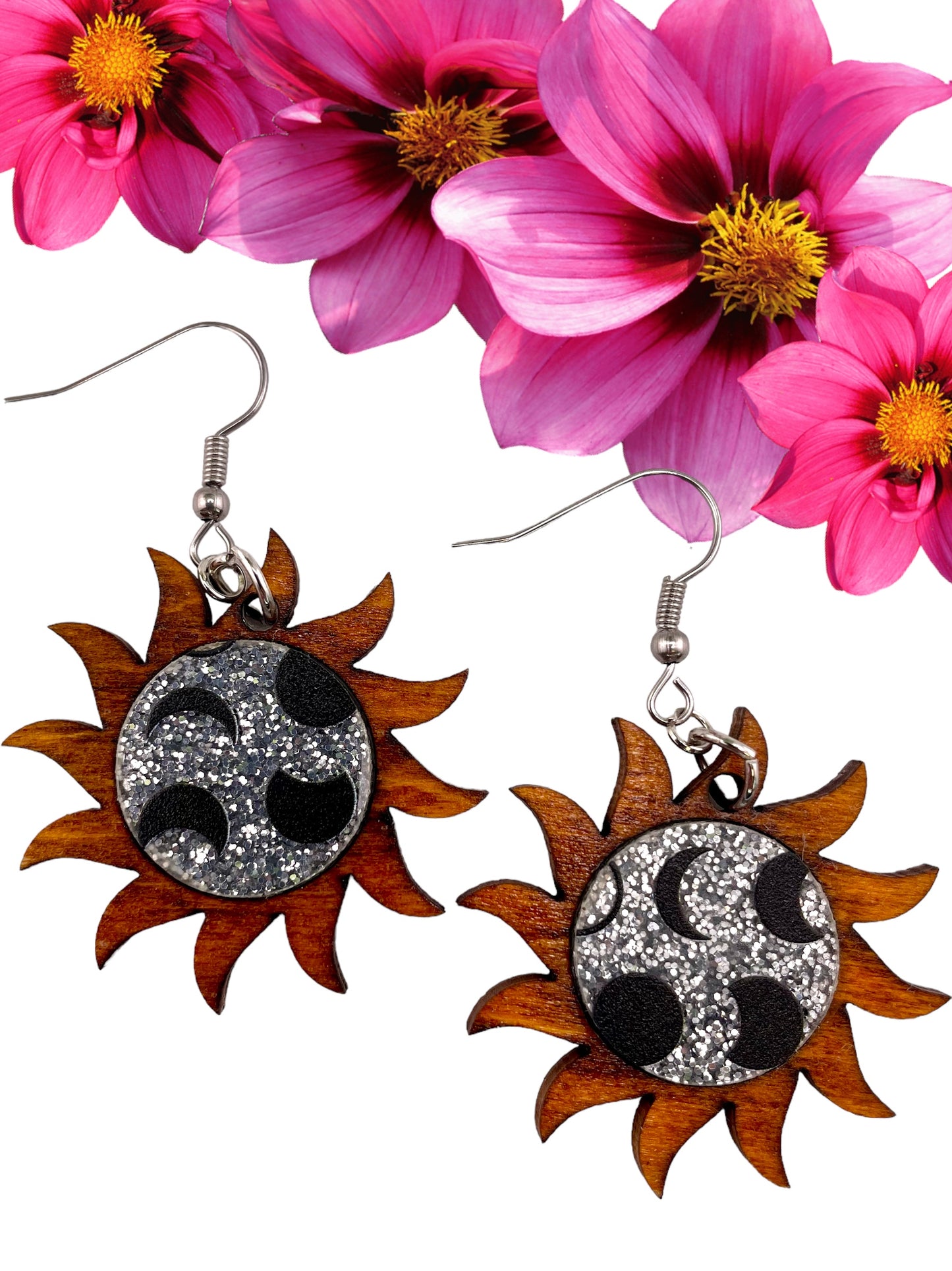 Sun & Moon Phases Inlay Earrings