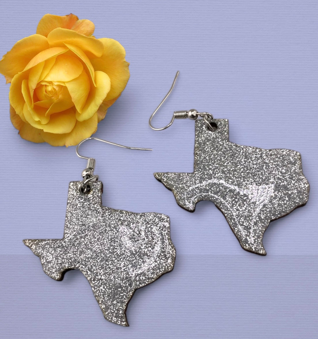 Handcrafted Texas Glitter Dangle Earrings