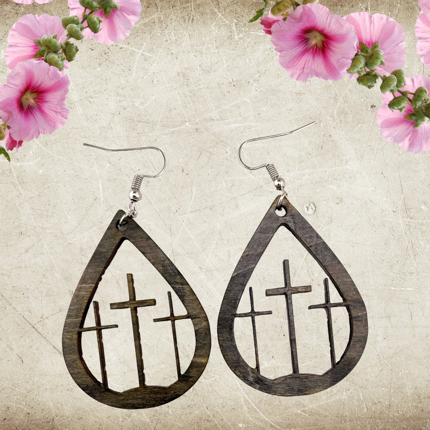 3 Holy Crosses on Calvary Earrings