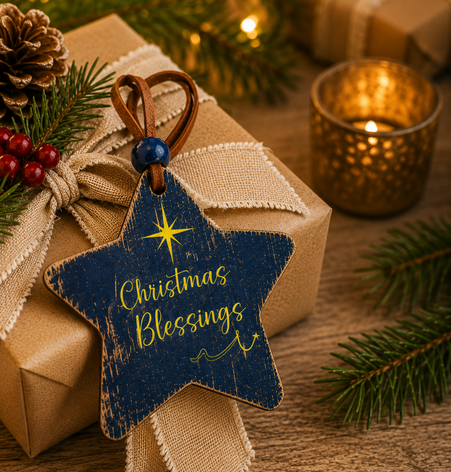 Personalized Rustic Star Ornament or Gift Tag