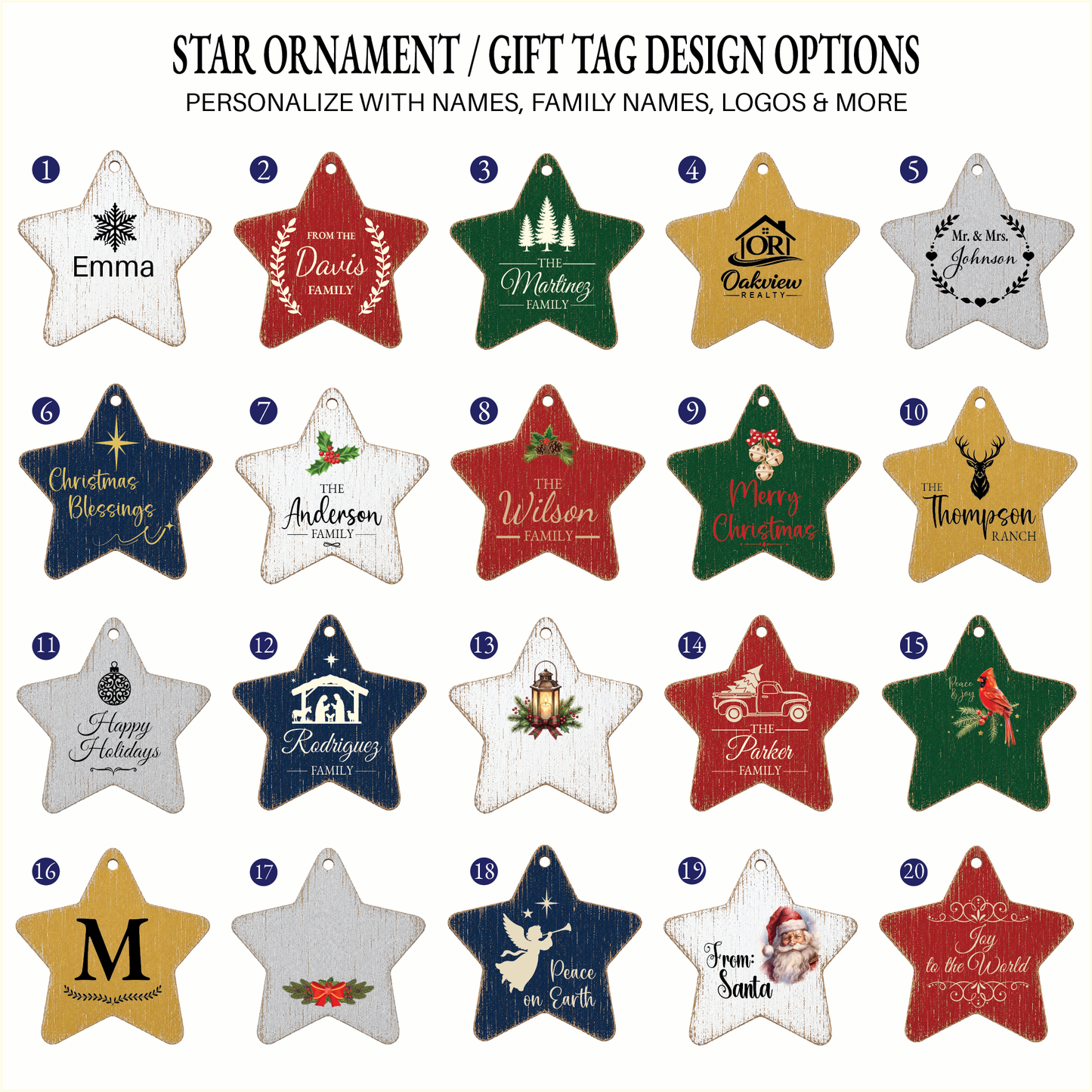 Personalized Rustic Star Ornament or Gift Tag