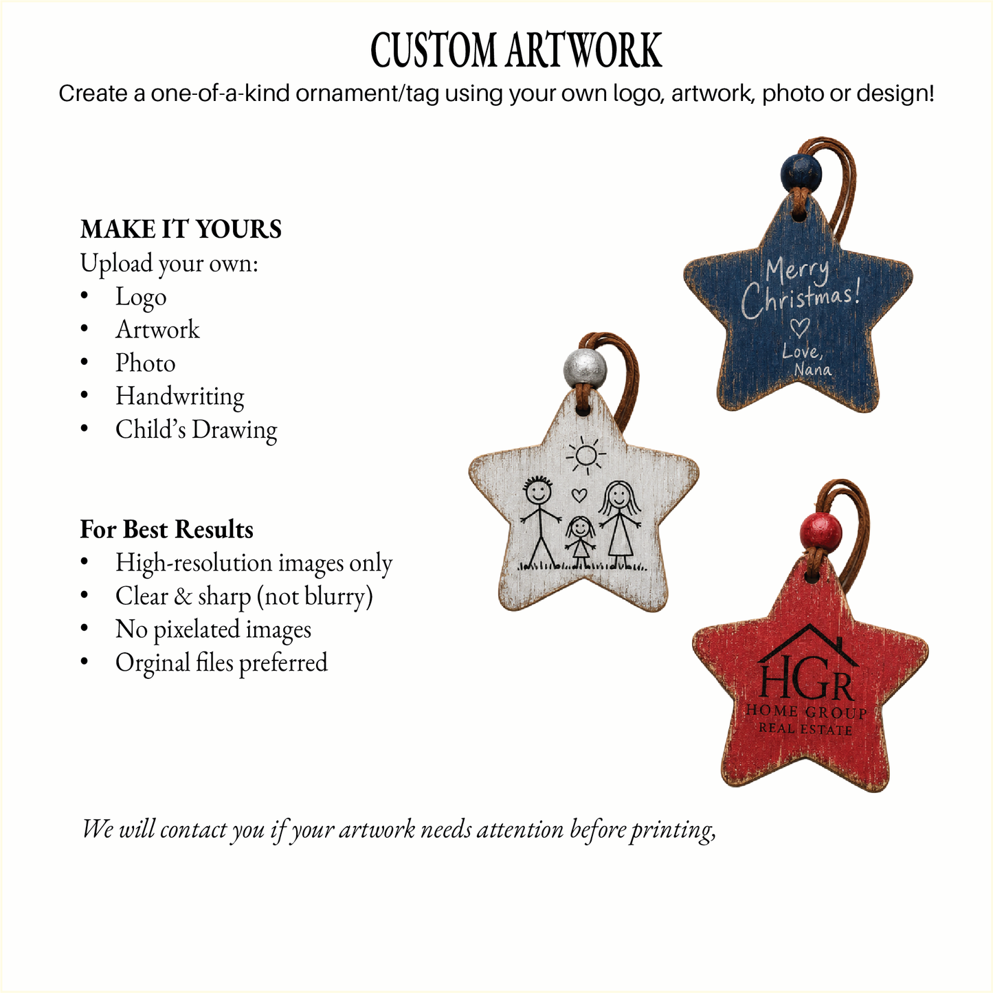 Personalized Rustic Star Ornament or Gift Tag