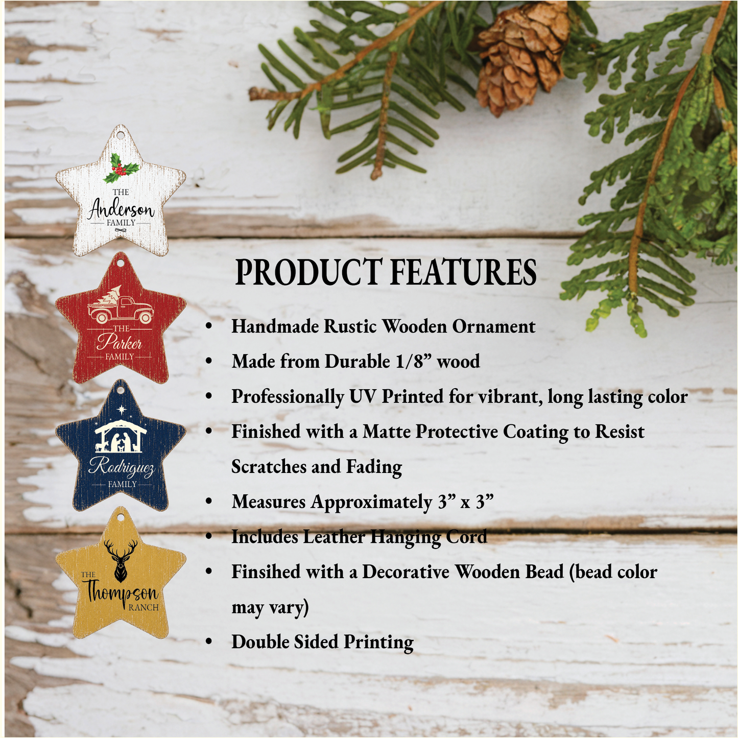 Personalized Rustic Star Ornament or Gift Tag